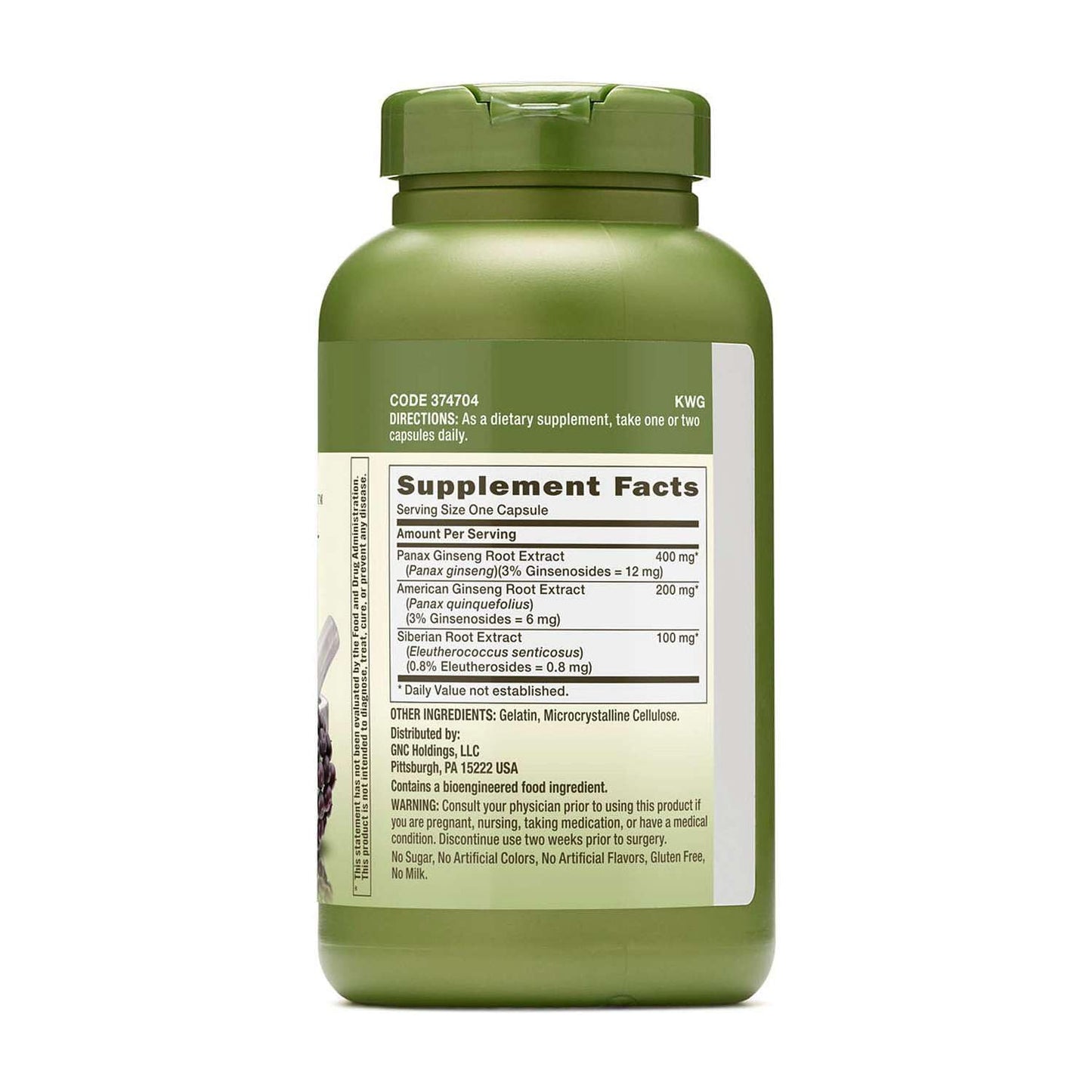 GNC Herbal Plus Triple Ginseng Supplement Capsules 200 Count