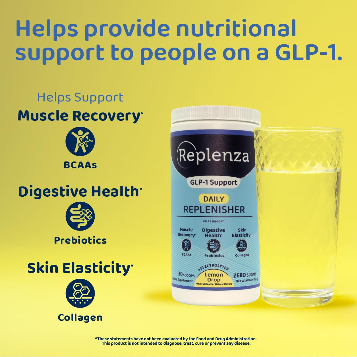 Replenza Daily Replenisher GLP-1 Nutritional Support Powder, 3 Pack