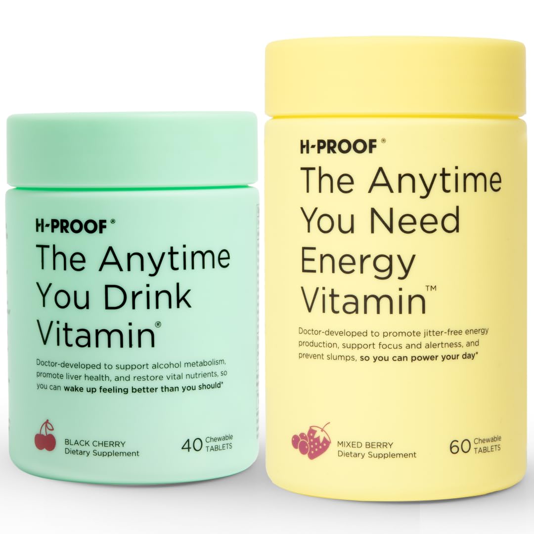 H-PROOF The Anytime You Drink Vitamin & The Anytime You Need Energy Vitamin Chewable Tablets 100