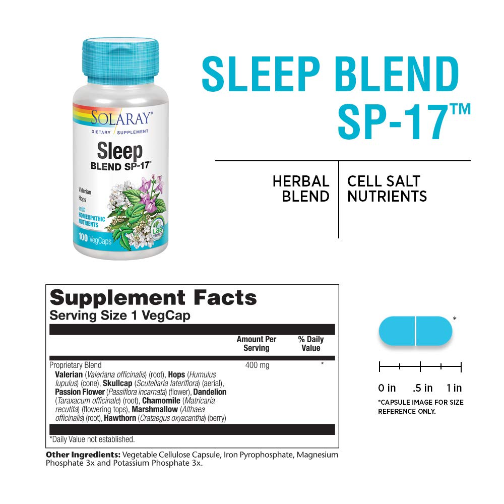 SOLARAY Sleep Blend SP-17 Veg Caps, 100 Count