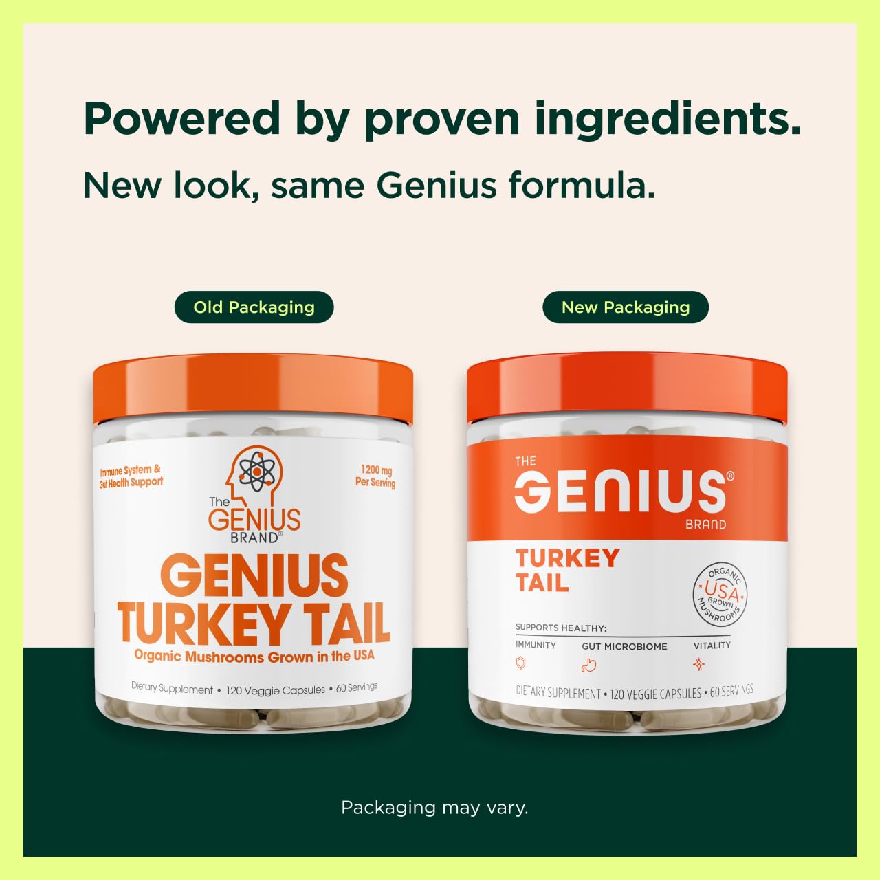 The Genius Brand Lion's Mane & Turkey Tail Mushroom Capsules, 240