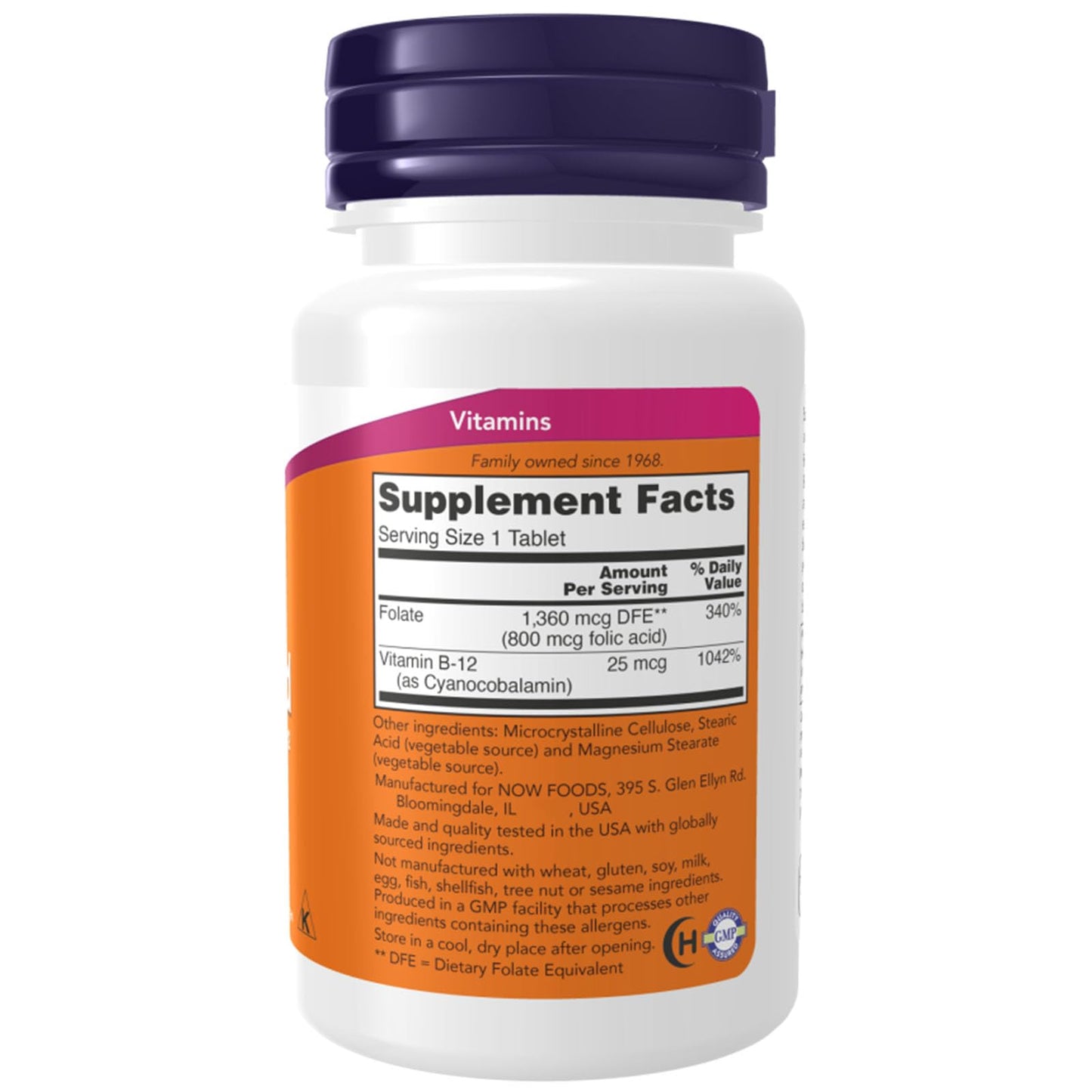 NOW Foods Folic Acid 800mg Tablets, 250 Tablets