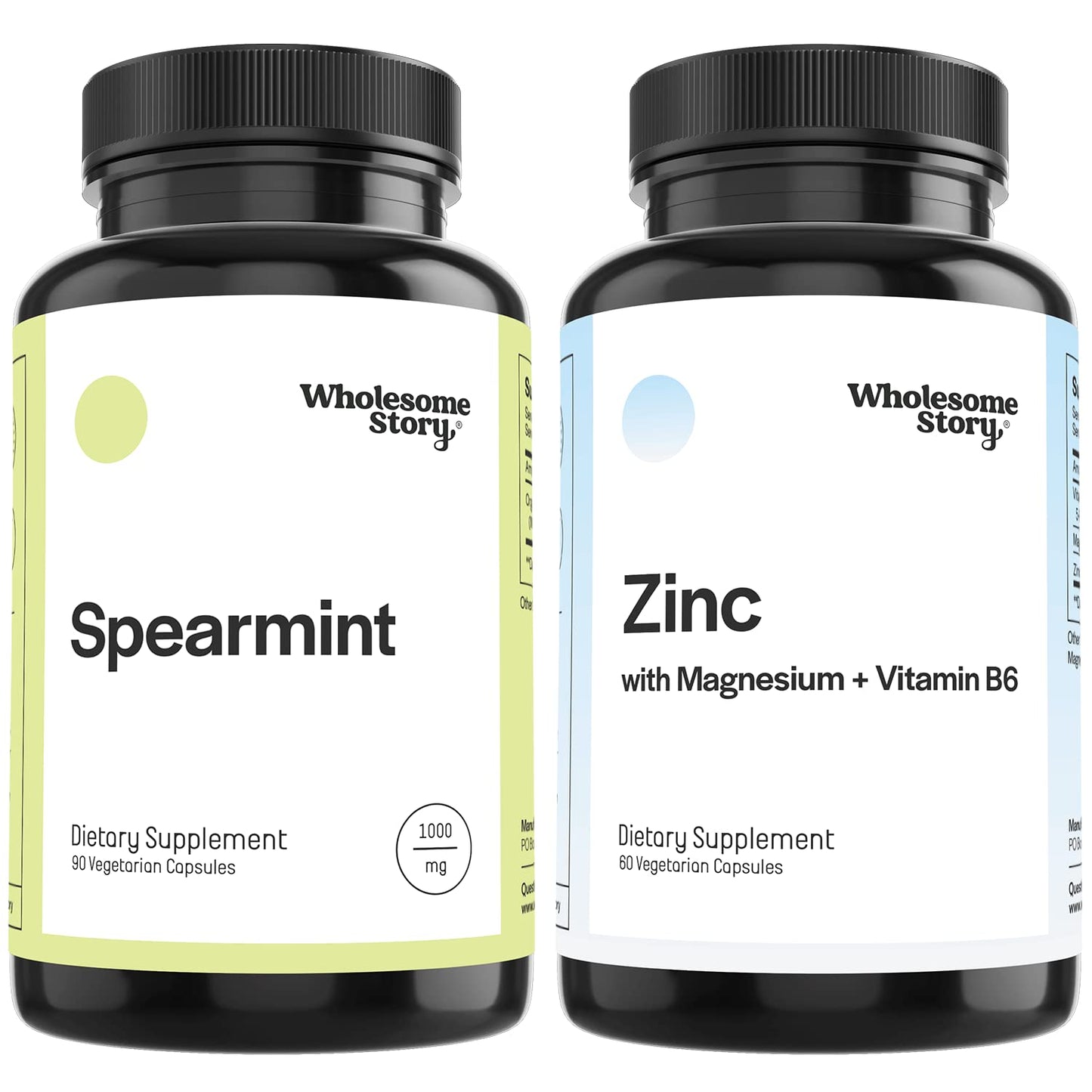 Wholesome Story Spearmint + Zinc, Magnesium & Vitamin B6 Bundle Capsules, 2 Capsules