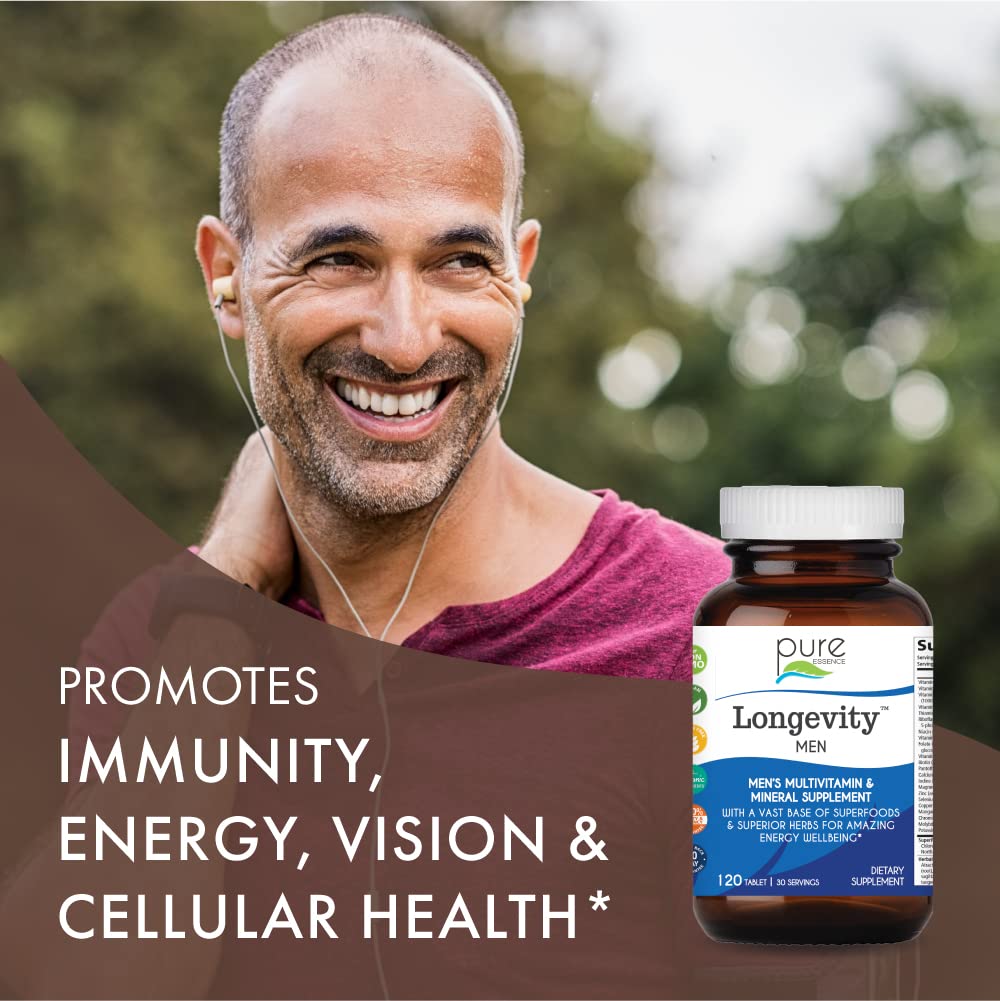 PURE ESSENCE LABS Longevity Multivitamin for Men Over 40, 120 Tablets