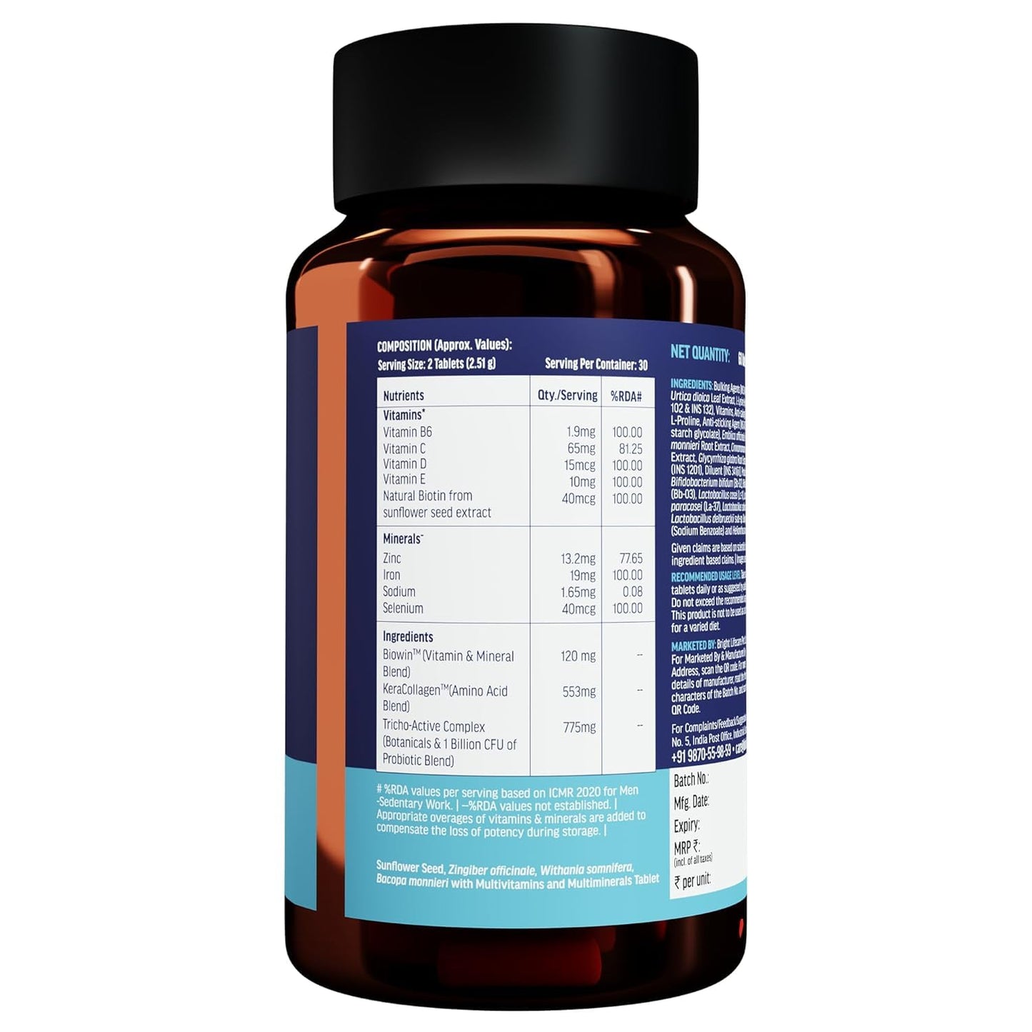 Generic Vitals Hair Vitamin with DHT Blockers 60 Capsules