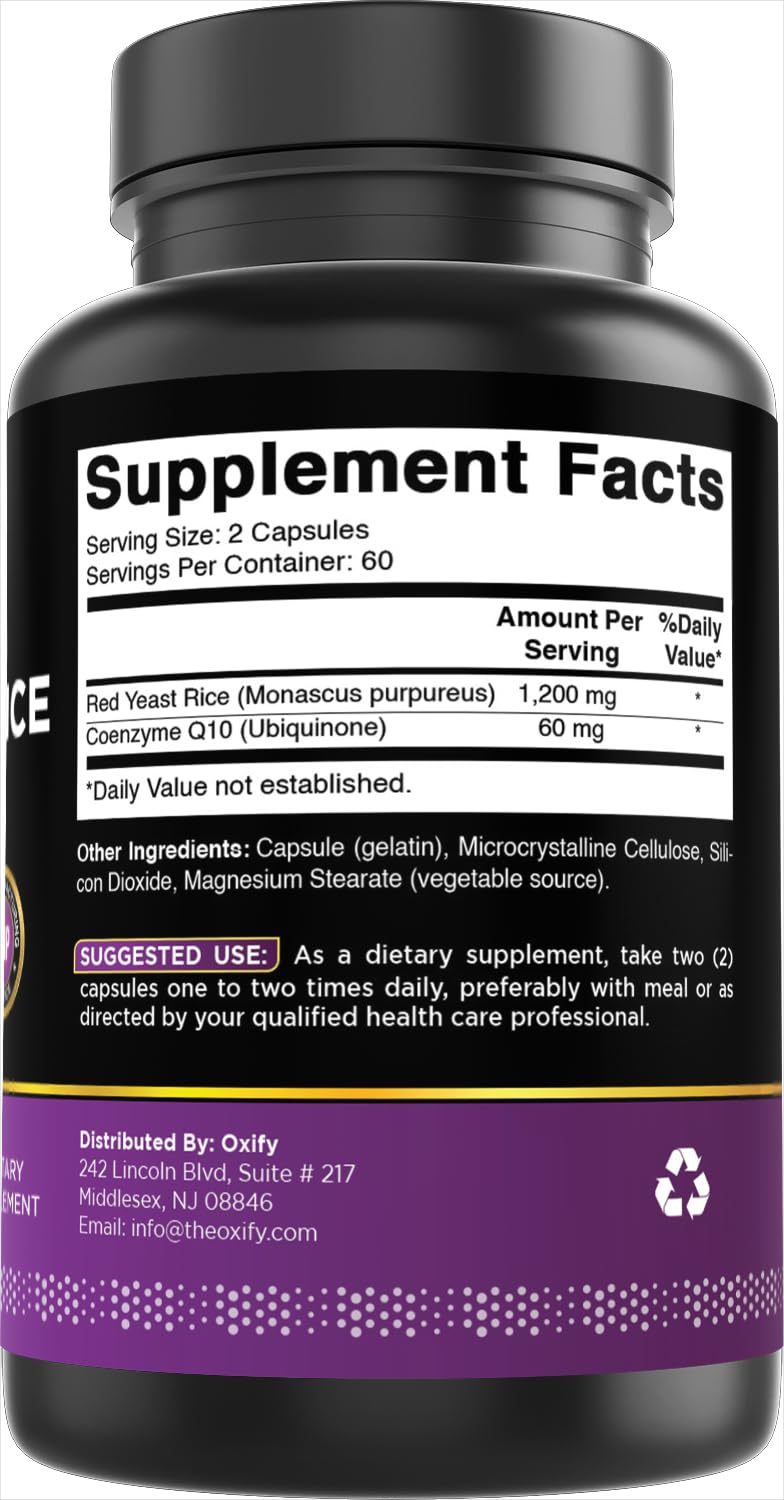Oxify Red Yeast Rice with CoQ10 Capsules 120 Count