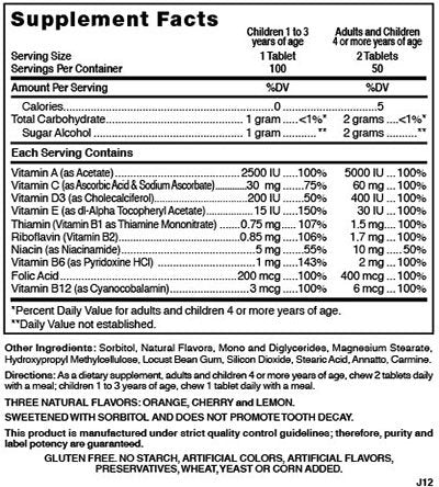 Nature's Blend Honey Bears Chewable Multivitamin, 100 Tablets