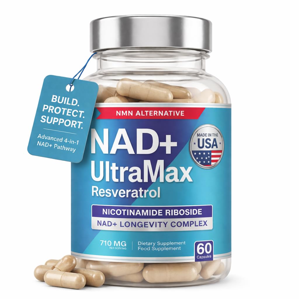 FREQNCY NAD+ NR Supplement 710mg Nicotinamide Riboside + Trans-Resveratrol, NAD+ Longevity & Mitochondrial Support, 60 Capsules