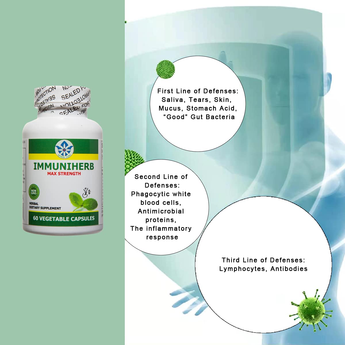 Herb Guru Immuniherb Immune Support Supplement Capsule, 60 Veg Capsules