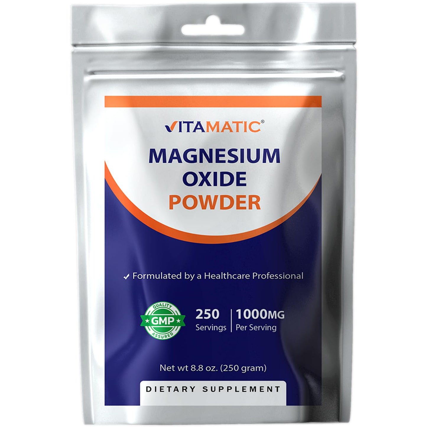 Vitamatic Magnesium Oxide Powder 8.8 oz, 250 Servings, 600 mg Elemental Magnesium, Unflavored