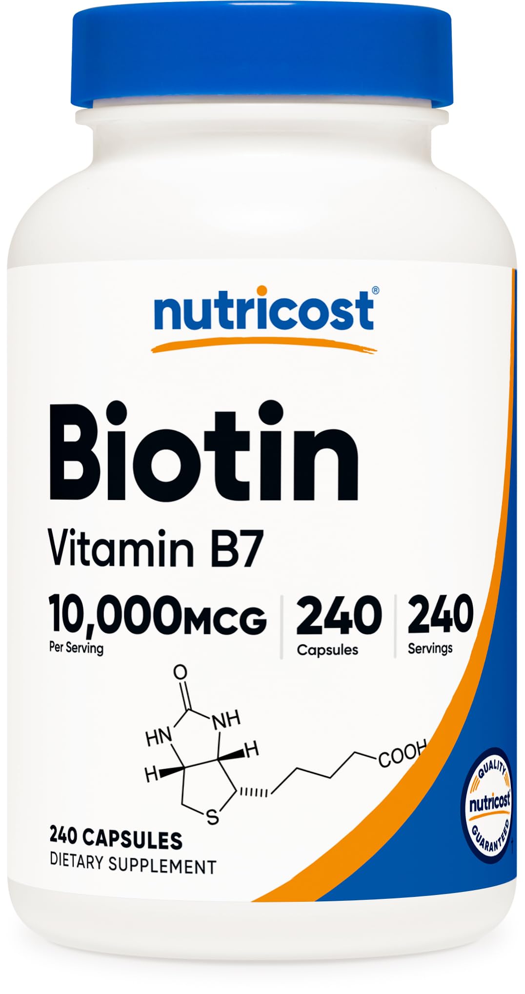 Nutricost Biotin (Vitamin B7) 10,000mcg (10mg) Capsule, 240 Capsules