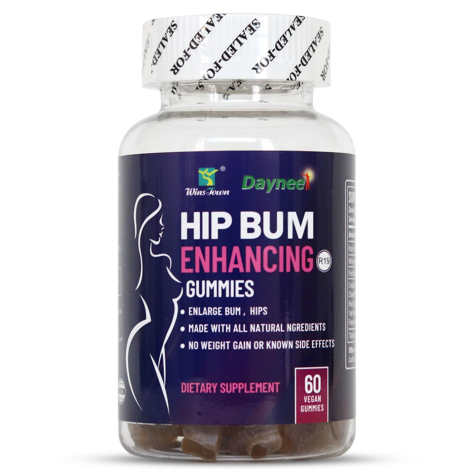 Wins Town Hip Glute & Curve Support Gummies for Women, 60 Count