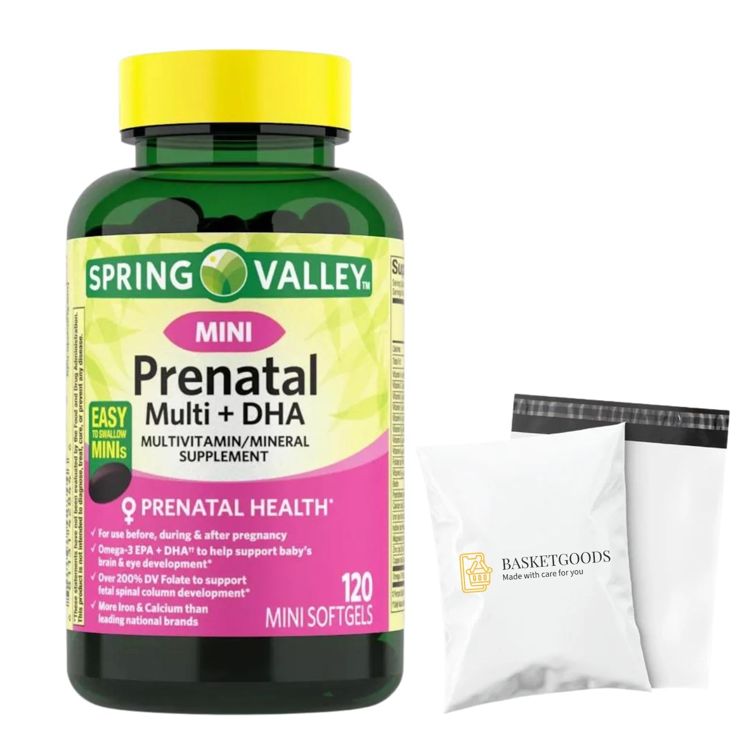 BASKETGOODS Mini Prenatal Vitamins for Women Softgel 120 Count