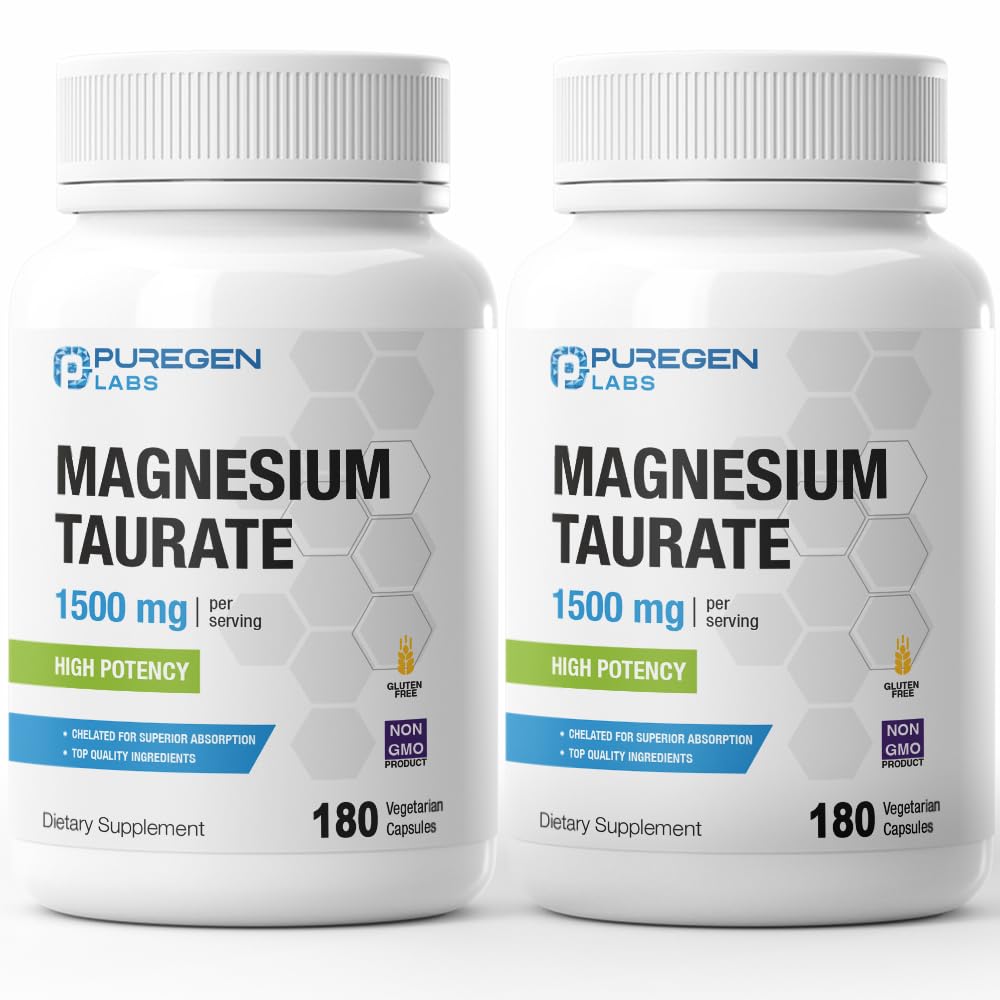 P Puregen Labs Magnesium Taurate 1500mg per Serving Capsule, 360 Veggie Caps