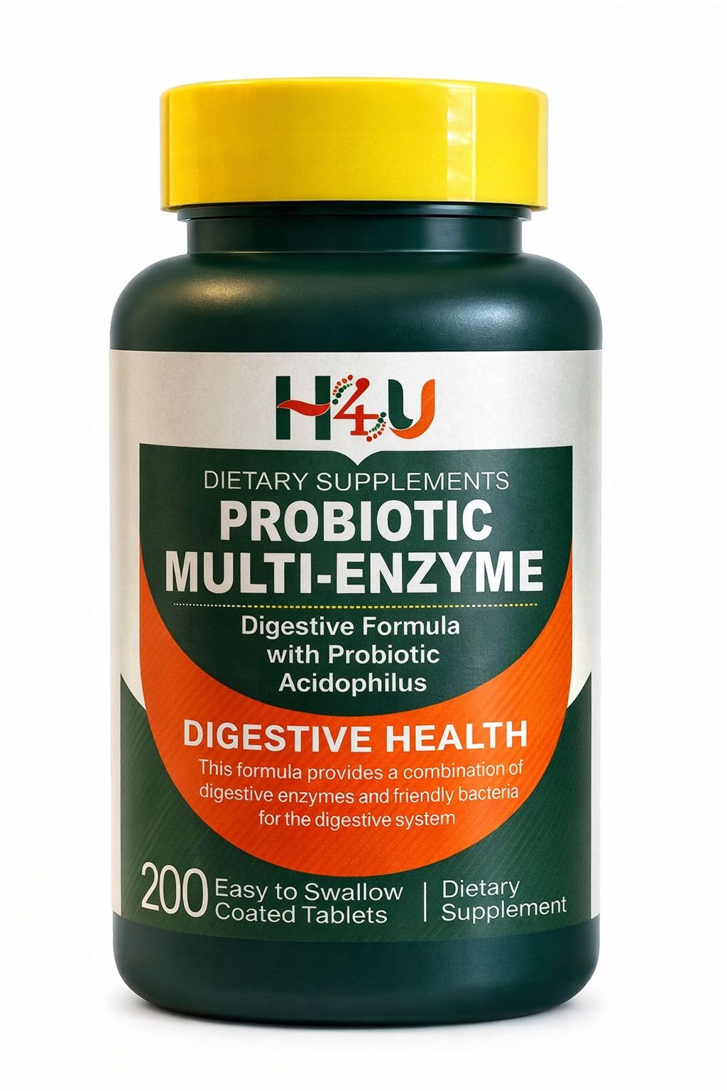 H4U Probiotic Multi-Enzyme Digestive Formula Tablets, 200 Count