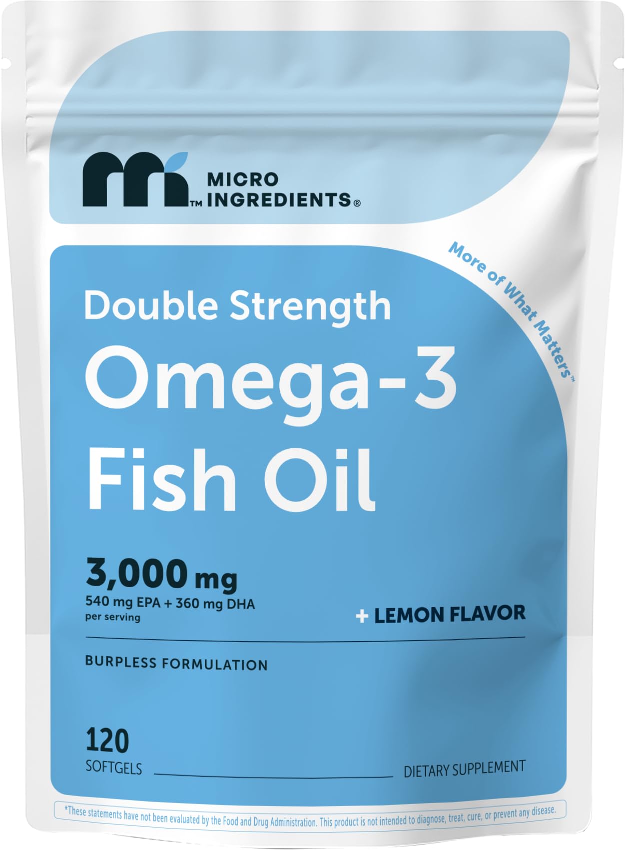 Micro Ingredients Omega-3 Fish Oil Supplements Softgels 120 Count