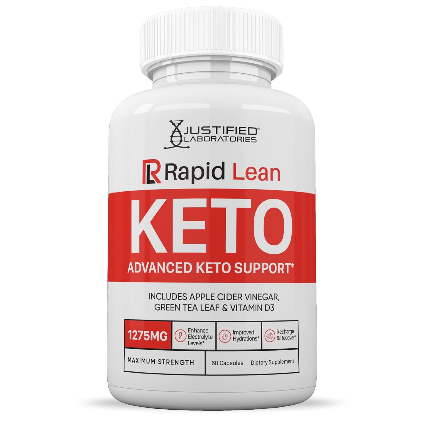 Justified Laboratories Rapid Lean Keto ACV Pills 1275MG Keto Support Blend Capsule 60 Count