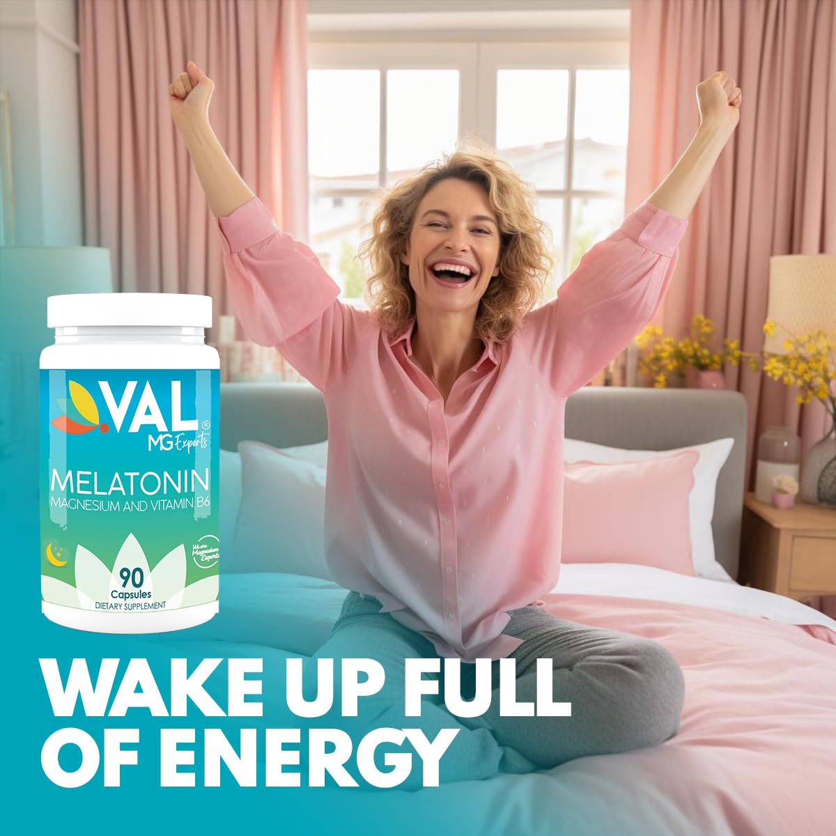 VAL Mg Experts Melatonin 3mg with Vitamin B6 & Magnesium Capsule, 90 Count