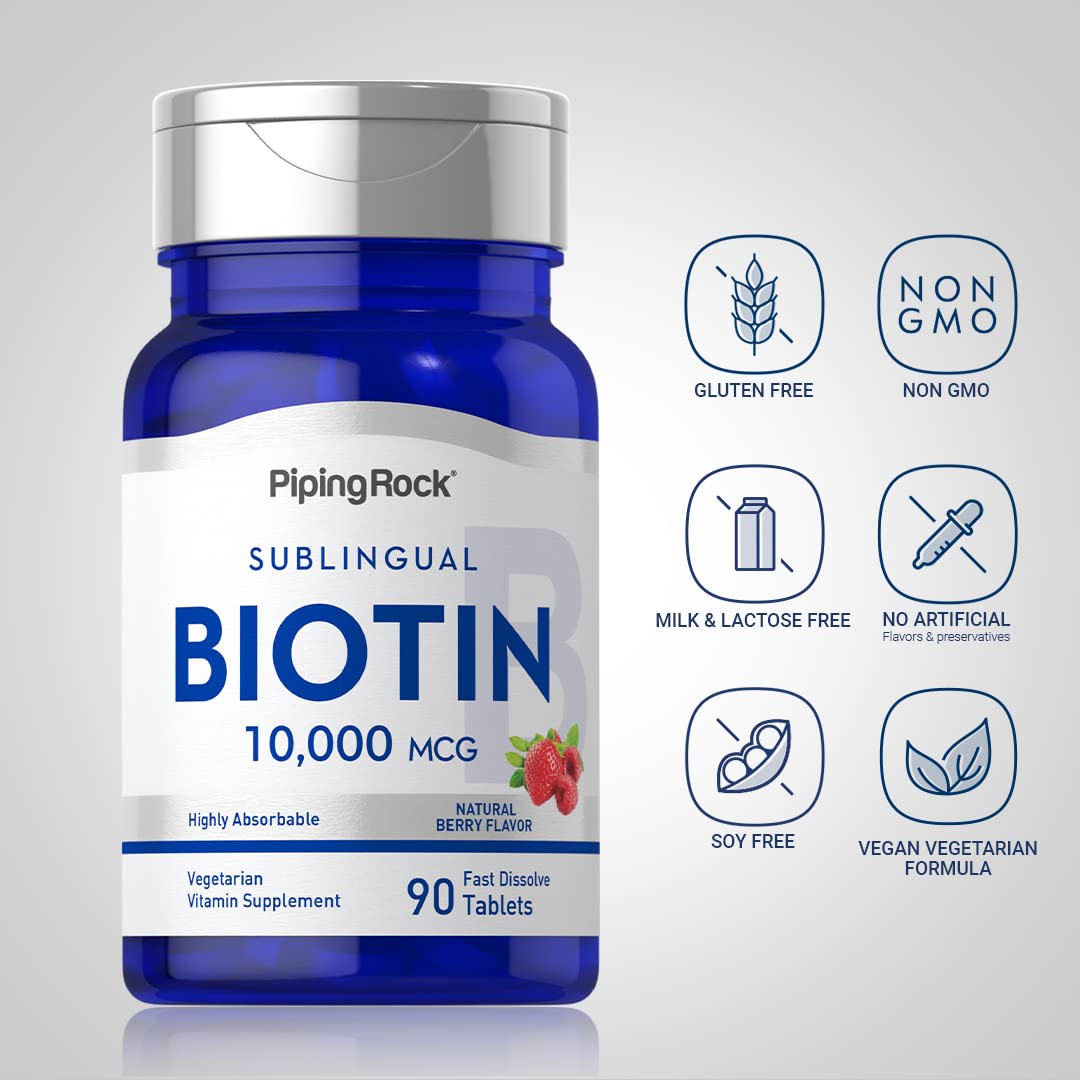 Piping Rock Biotin 10000mcg Fast Dissolve Tablets, 90 Count