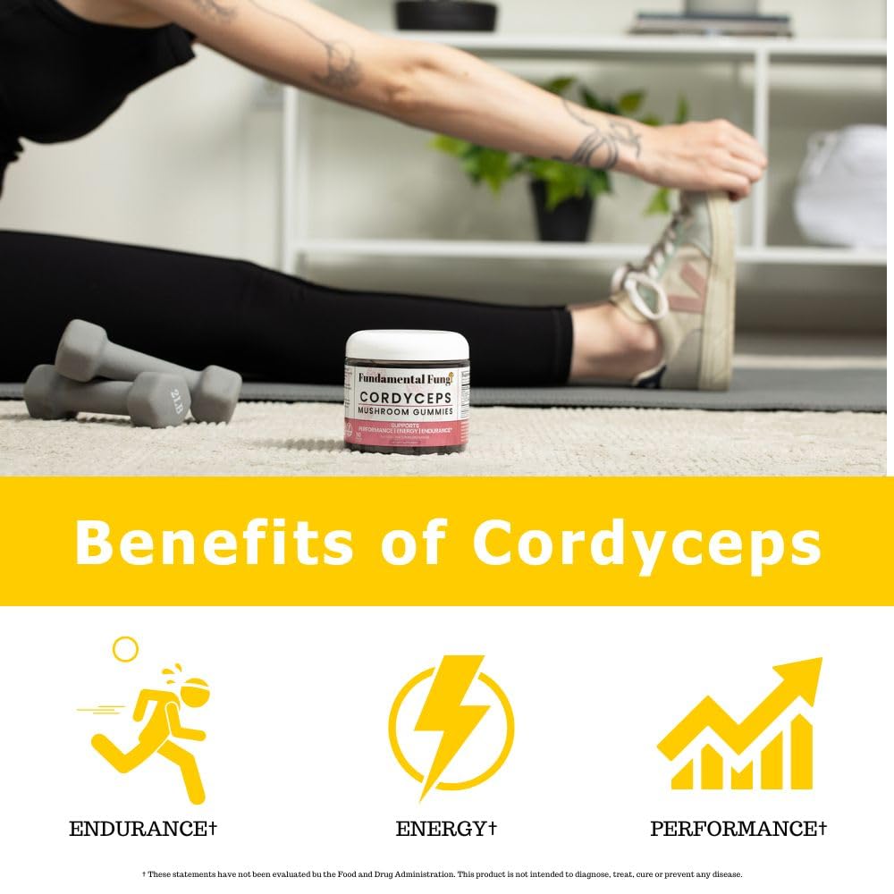 Fundamental Fungi Cordyceps Mushroom Gummies Watermelon Flavor, 90 Count