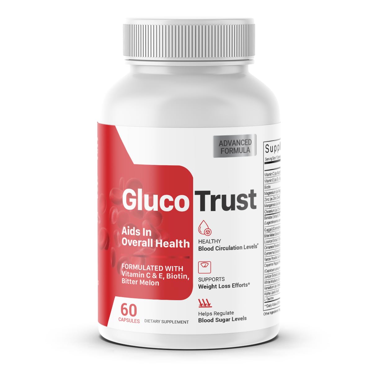 Fitness InspireWays GlucoTrust Blood Sugar Level Support Supplement Capsules, 60 Count
