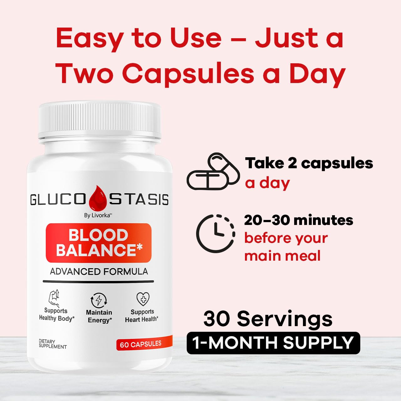 LIVORKA GlucoStasis Blood Balance Support Capsules, 60 Capsules