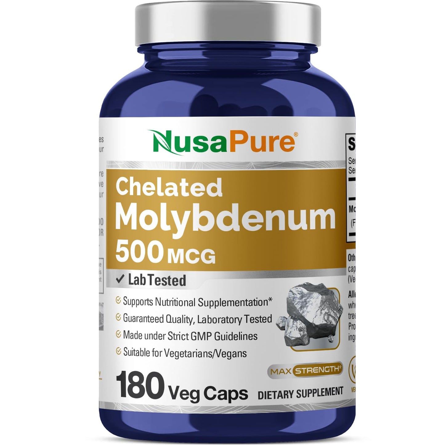 NusaPure Chelated Molybdenum 500 mcg 180 Capsules
