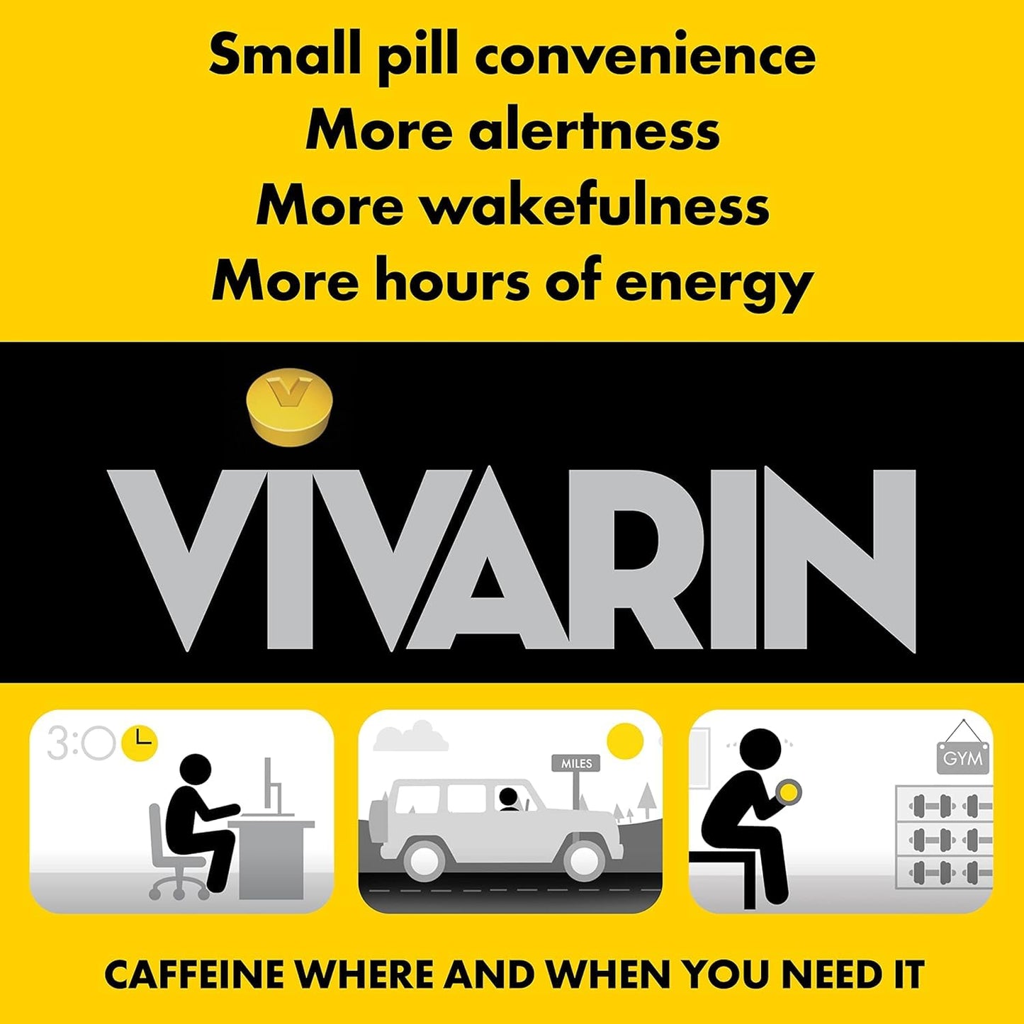Vivarin Caffeine Tablets 200mg, 48 Tablets