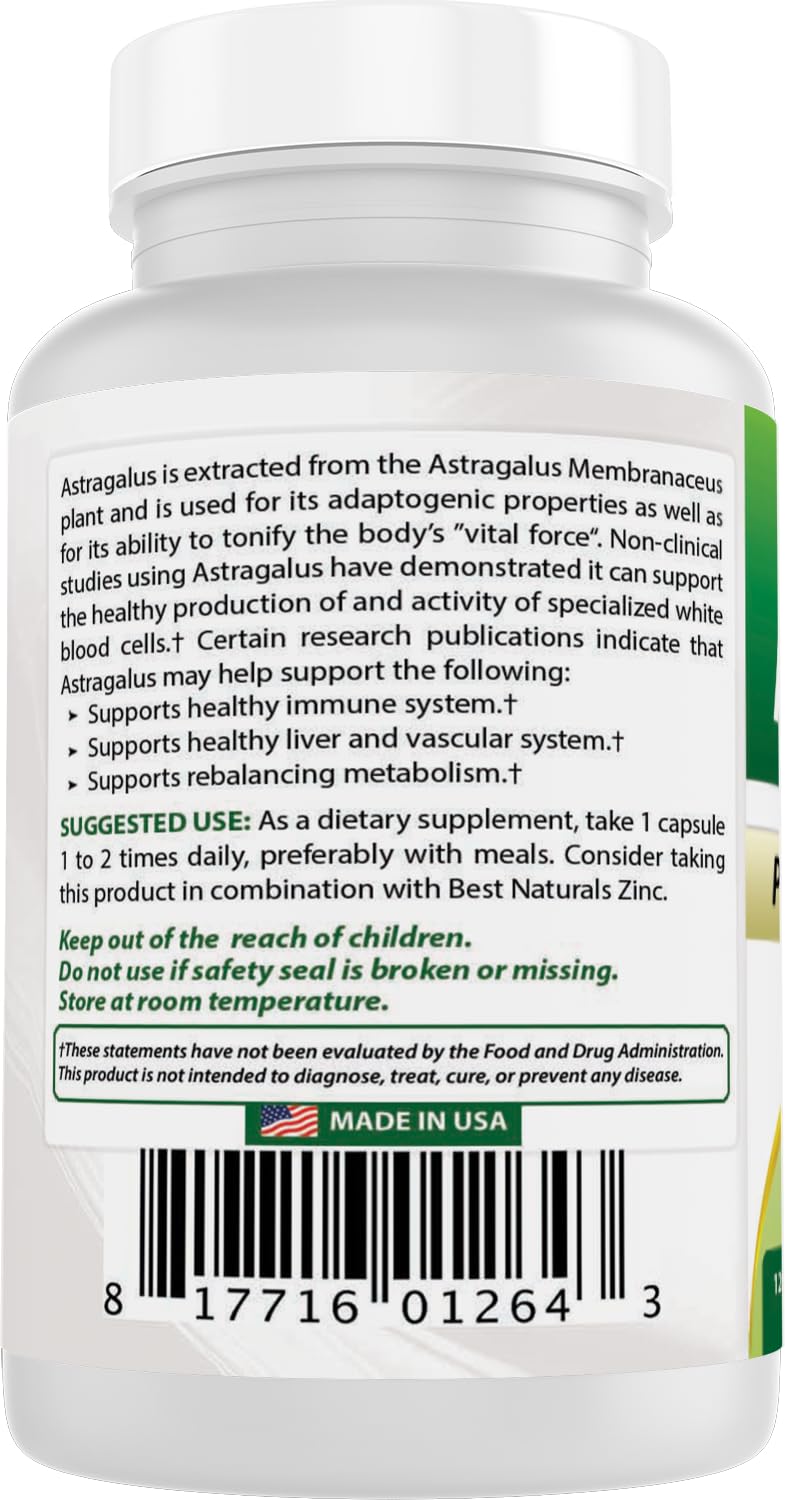 Best Naturals Astragalus Capsule, 1000 mg, 120 Count