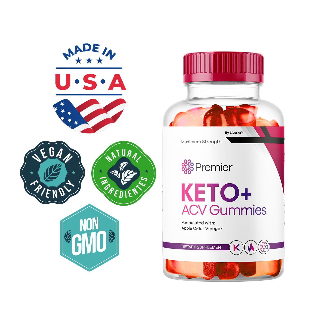 LIVORKA Premier Keto Plus ACV Gummies, 300 Gummies