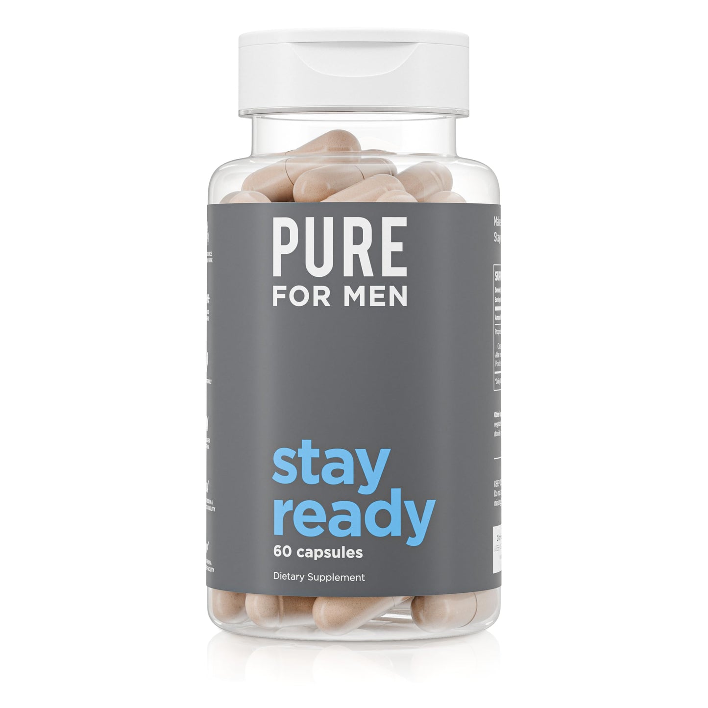 Pure for Men Original Cleanliness Stay Ready Fiber Supplement Capsules 60 Count