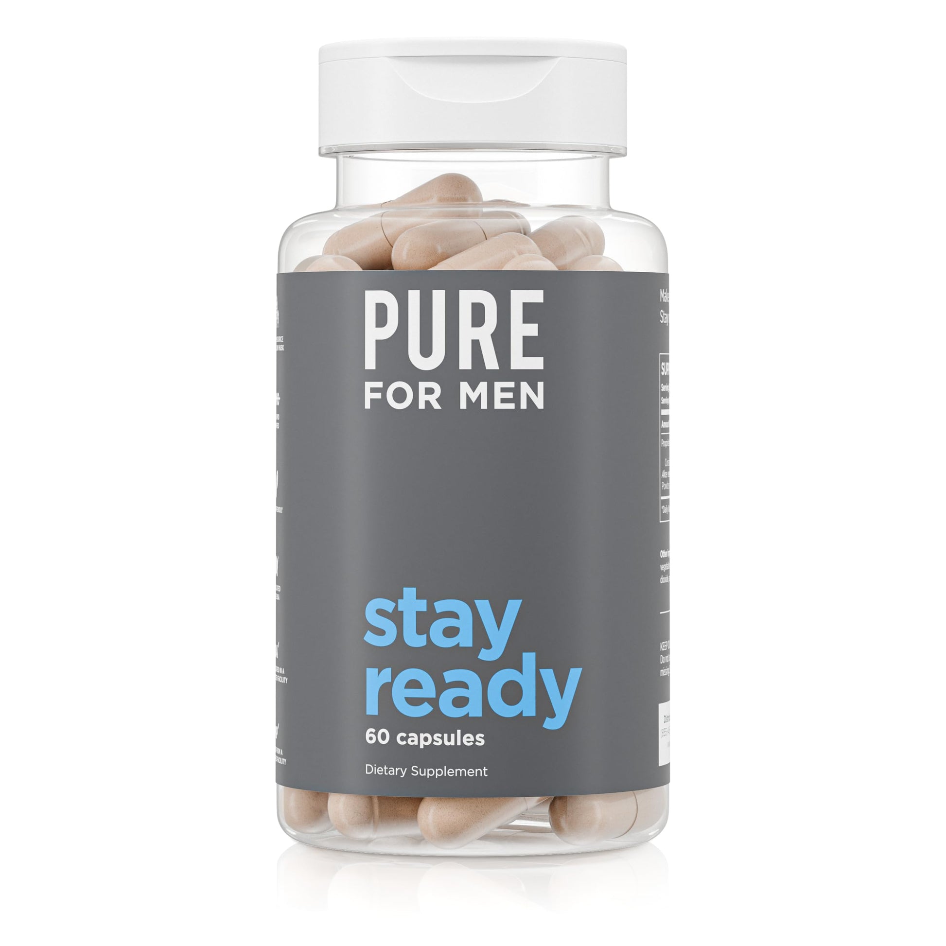 Pure for Men Original Cleanliness Stay Ready Fiber Supplement Capsules 60 Count