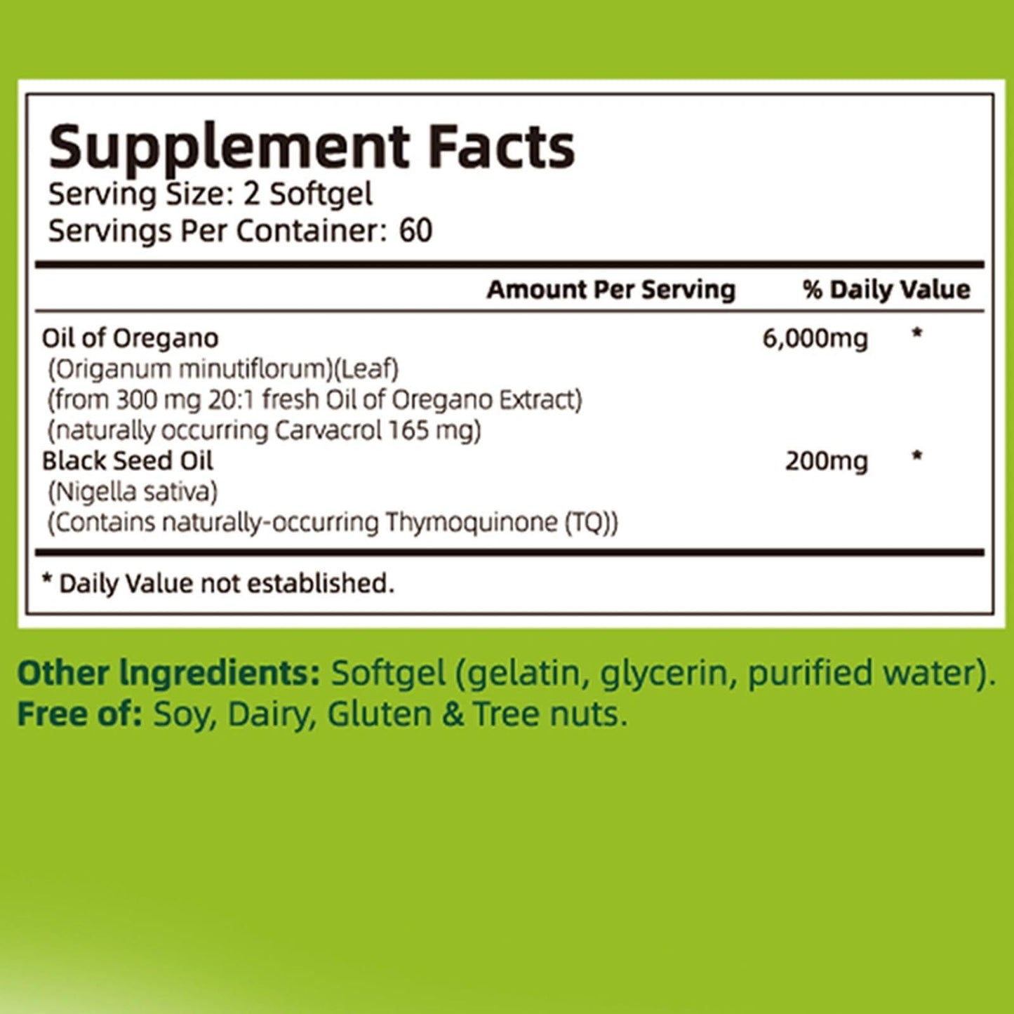 ZAYMAN Oil of Oregano Softgels 6000mg with Black Seed Oil 200mg, 120 Softgels