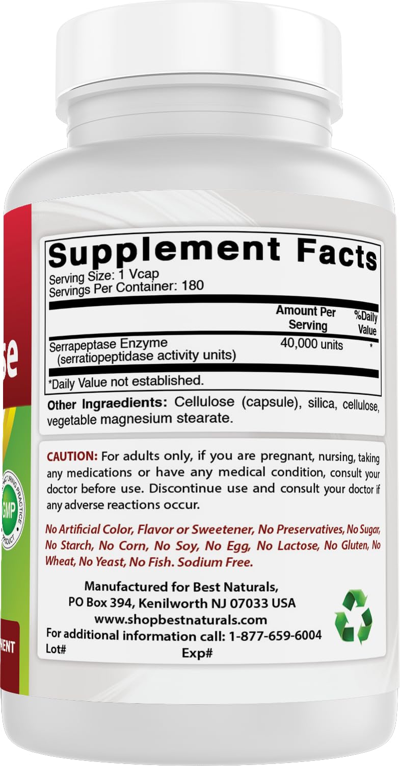 Best Naturals Serrapeptase 40000 SPUs Capsules 540