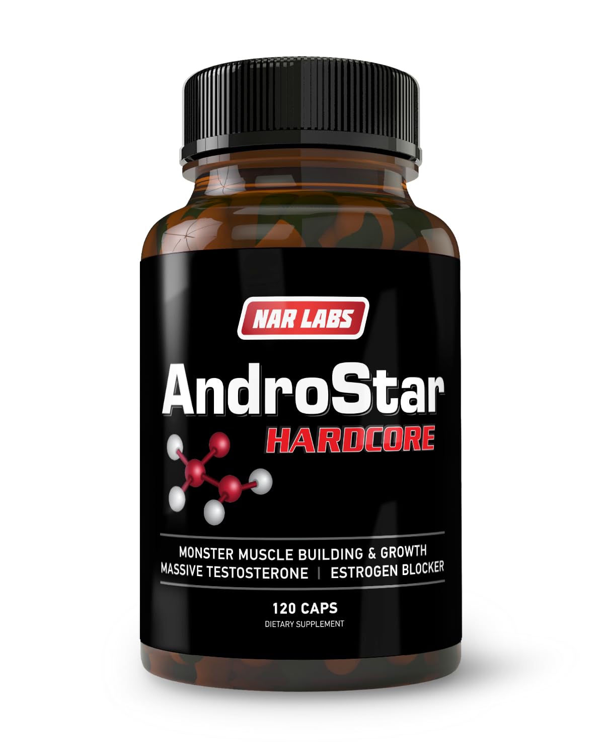 NAR LABS AndroStar Hardcore Natural Testosterone Booster with Estrogen Blocker for Men, 120 Capsules