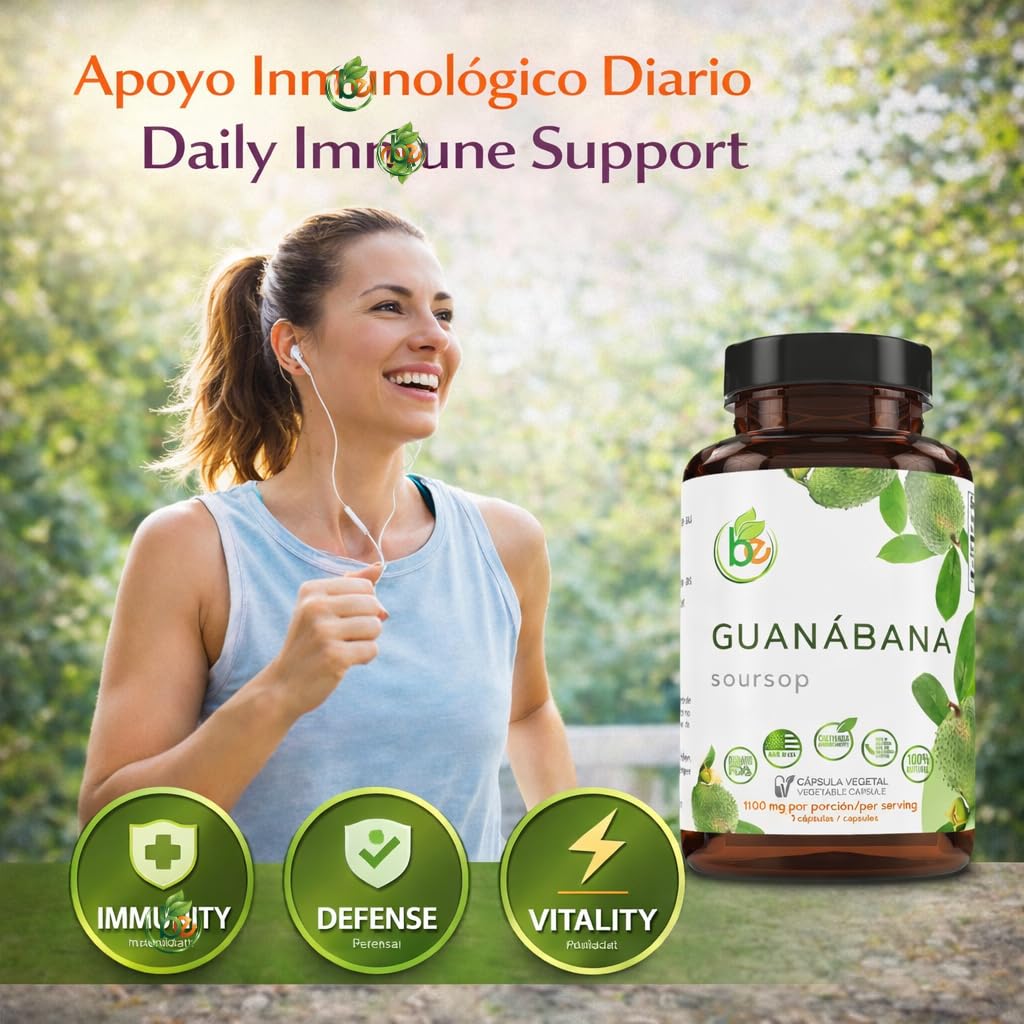 B-Experts Guanabana (Soursop) 1100 mg per Serving Powerful Blend of 100% Natural Premium Ingredients, Vegetable, Organically Grown 90 Tablets