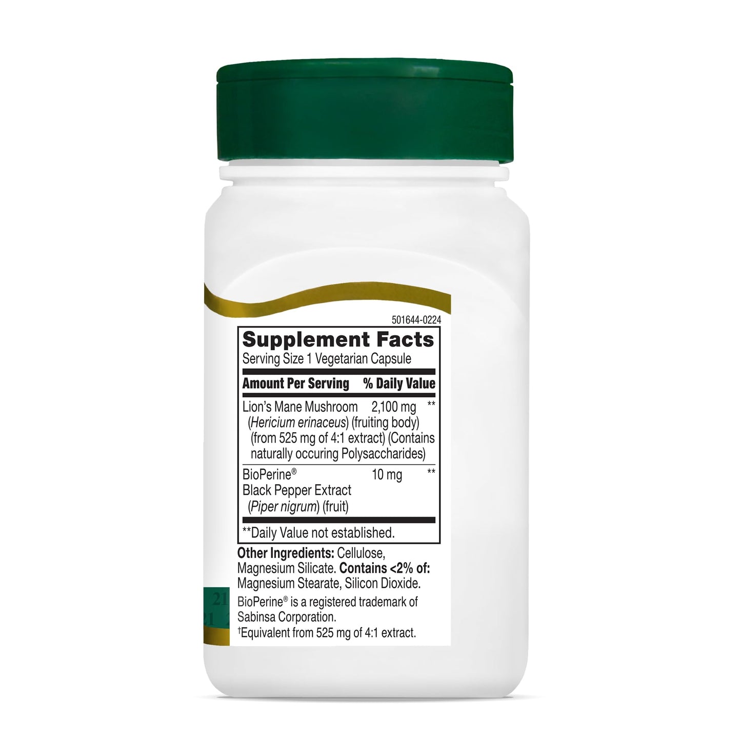 21st Century Lion's Mane 2,100 mg Plus Black Pepper Extract Capsules, 60 Count