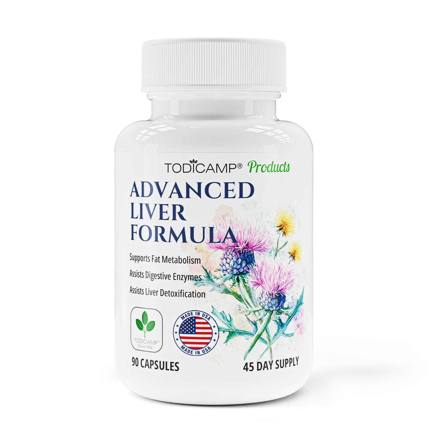 TODICAMP Liver Health with Milk Thistle, Artichoke Extract, Choline 90 Capsules