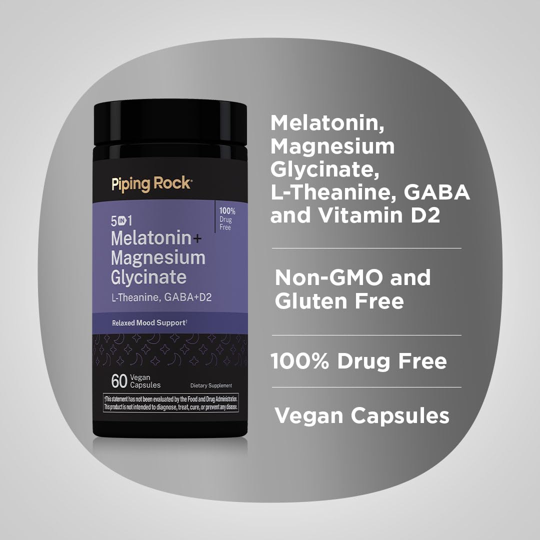 Piping Rock Melatonin with Magnesium Capsules, 60 Count
