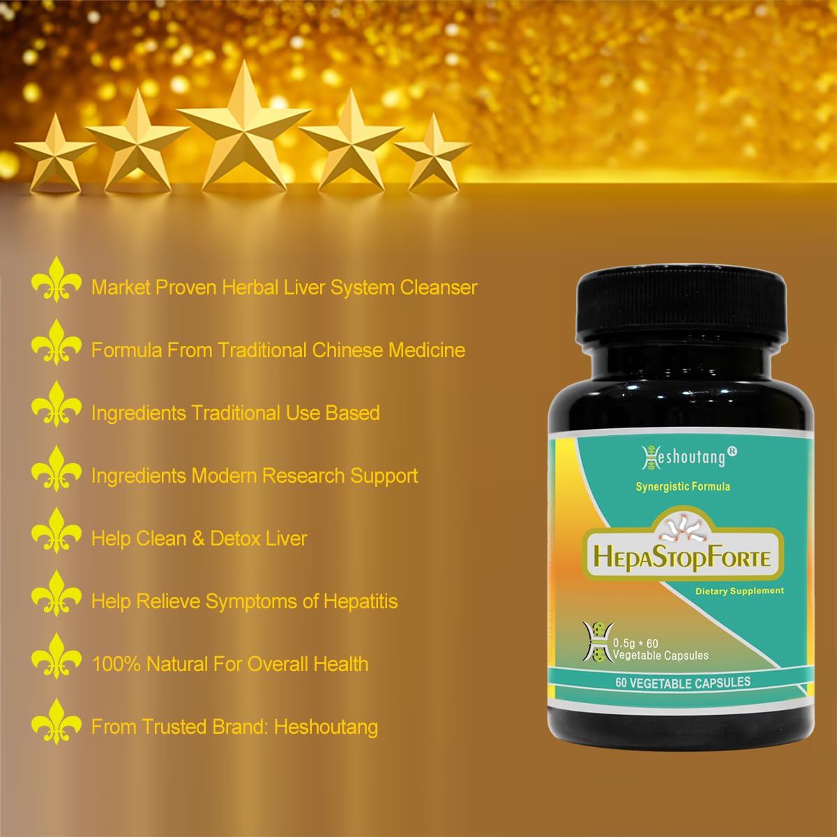 Heshoutang HepaStopForte Herbal Liver System Cleanser Capsule 60 Count