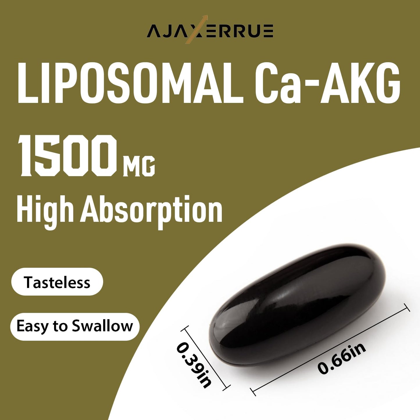AJAXERRUE Liposomal Calcium AKG Supplement 1500 mg (Alpha-Ketoglutaric Acid) Softgels 60