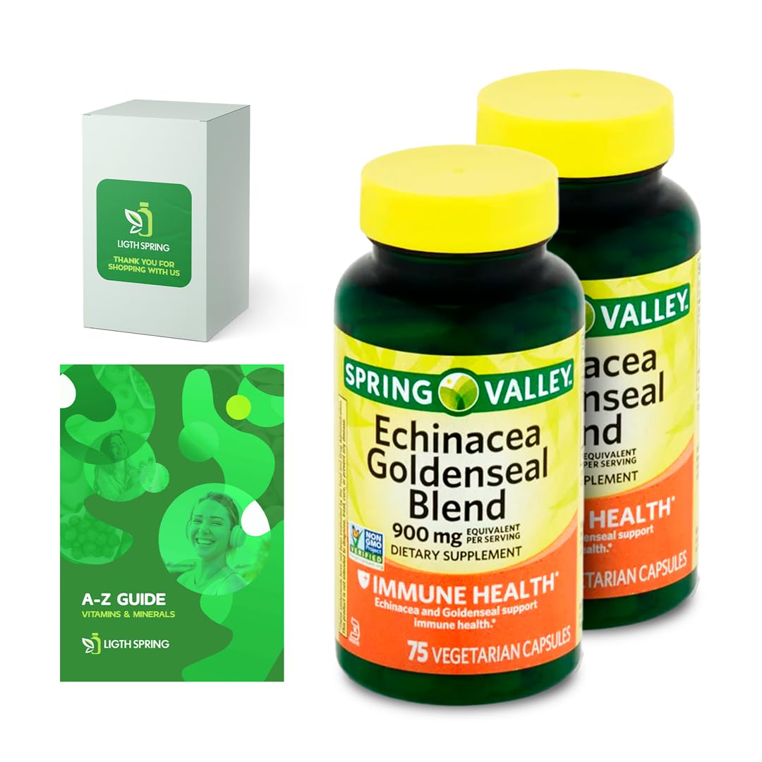 LightSpring Echinacea Goldenseal Blend Dietary Supplement 900 mg Capsule, 75 Capsules