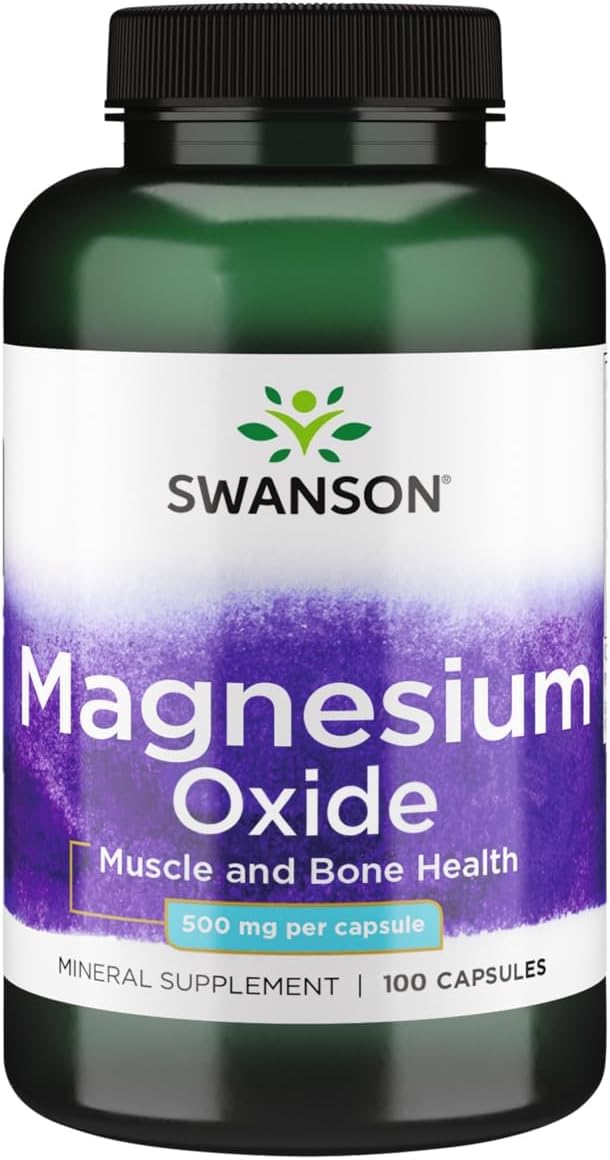 Swanson Magnesium Oxide 500 mg Capsules, 100 Count