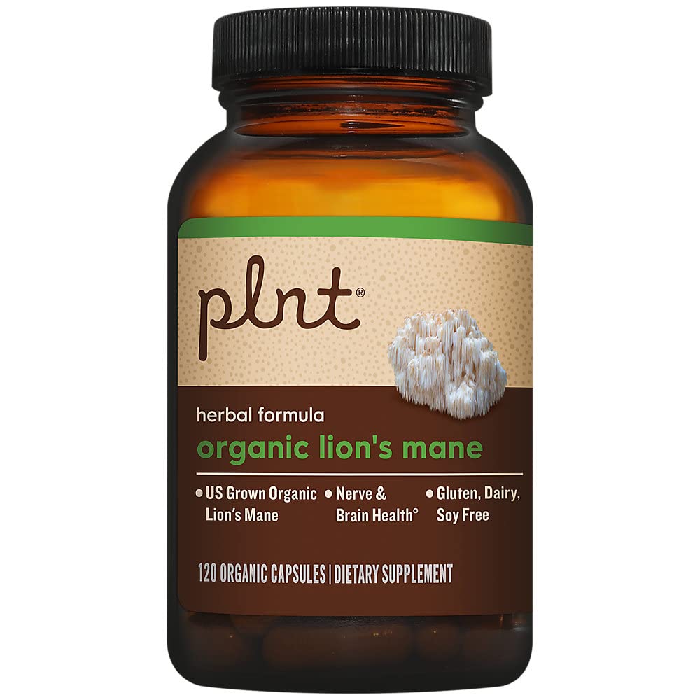 plnt Organic Lion's Mane Mushroom 1000 mg Capsules 120 Count
