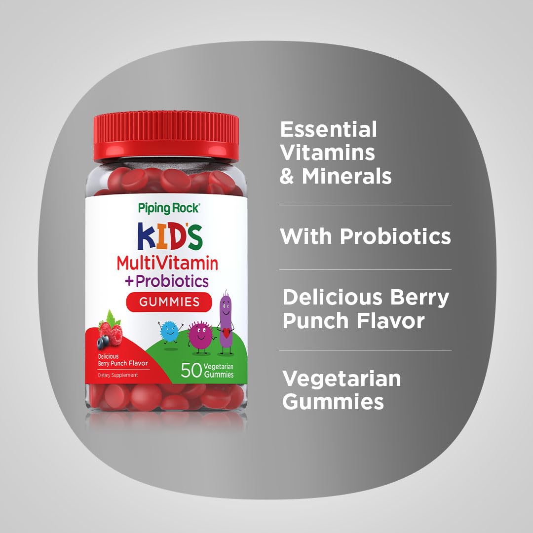 Piping Rock Kid's Multivitamin and Probiotic Gummy 50 Count