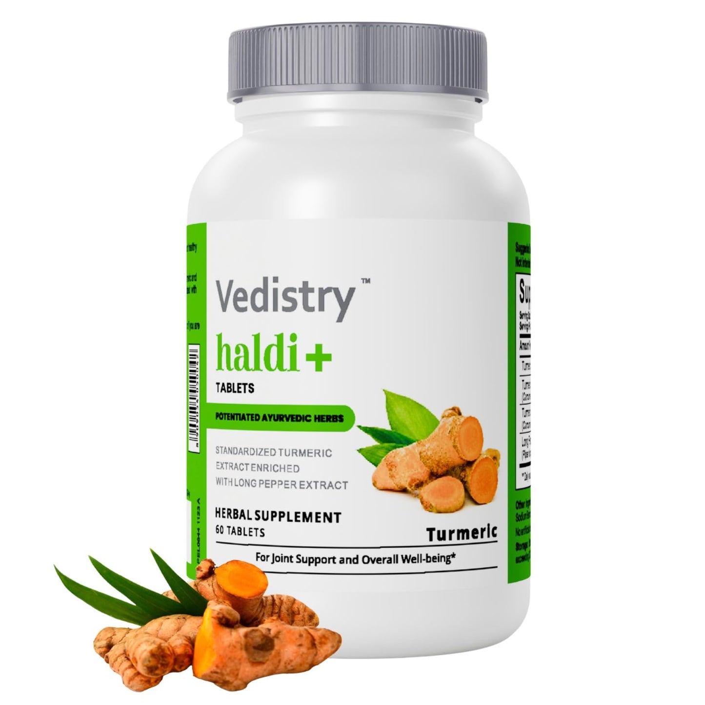 Vedistry Turmeric Tablets with Curcumin & Long Pepper, 60 Tablets