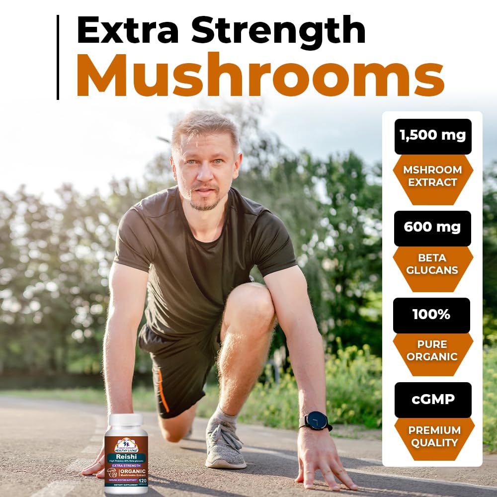 Cancer Sciences Healthy Living Reishi Wellness Mushroom Supplement Capsules 120