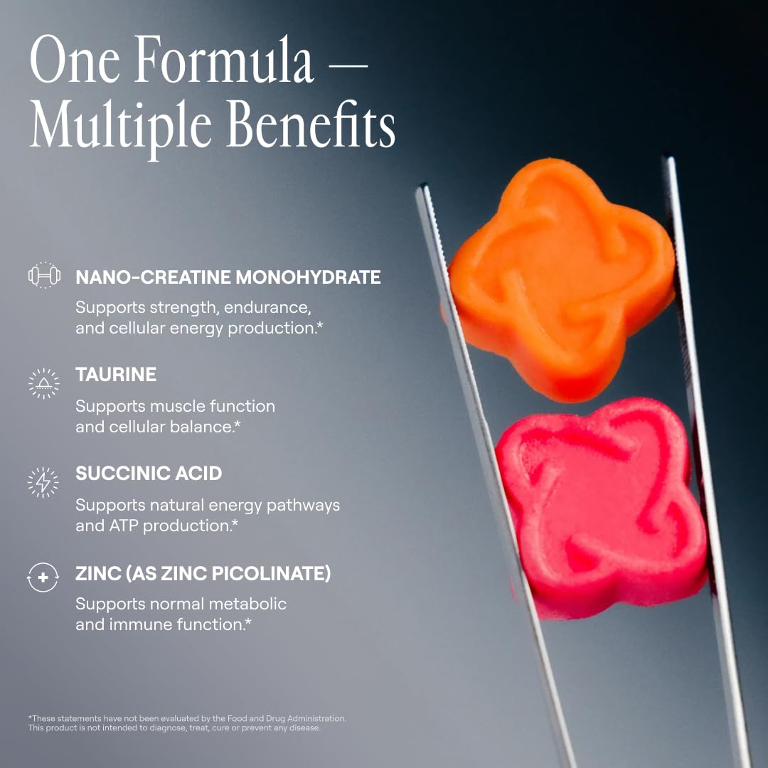 ARQ8 LONGEVITY Creatine Monohydrate Gummies 5000 mg per Serving, Strawberry Flavored, Sugar Free, Vegan, 120 Gummies