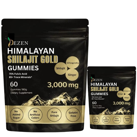 DEZEN Shilajit Gummies with Ashwagandha, Ginger, Turmeric for Energy & Overall Health Support, 60 Gummies