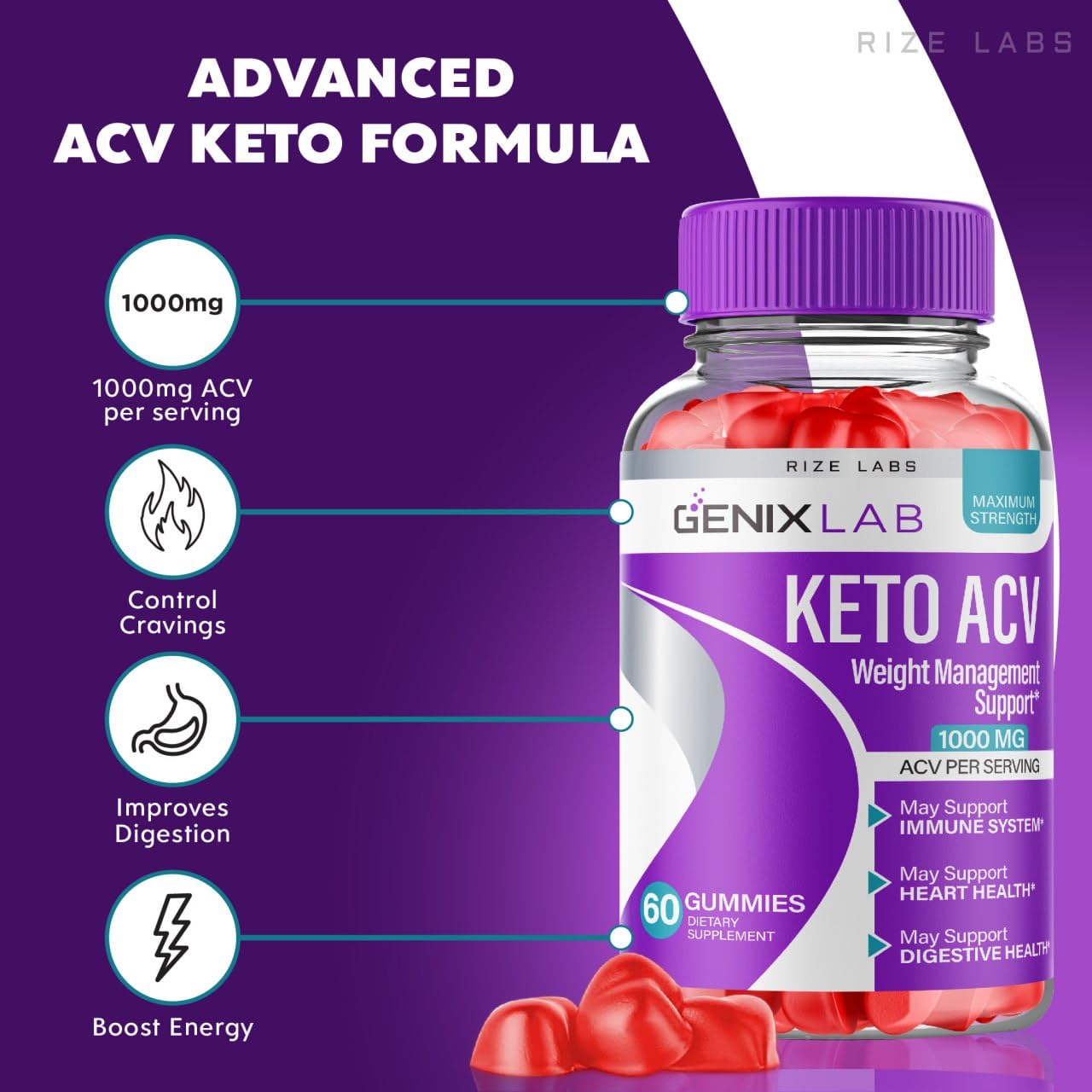 Rize Labs Genix Lab Keto ACV Gummies 180 Gummies